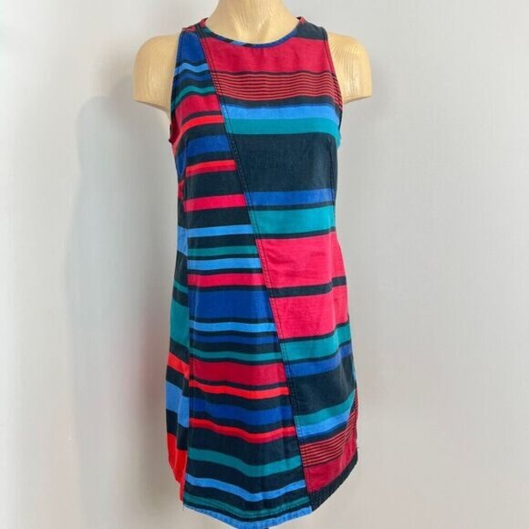 Desigual Women 38 Tammy Bright Vibrant Retro Jersey Knee Length Sleeveless Dress - Picture 1 of 16